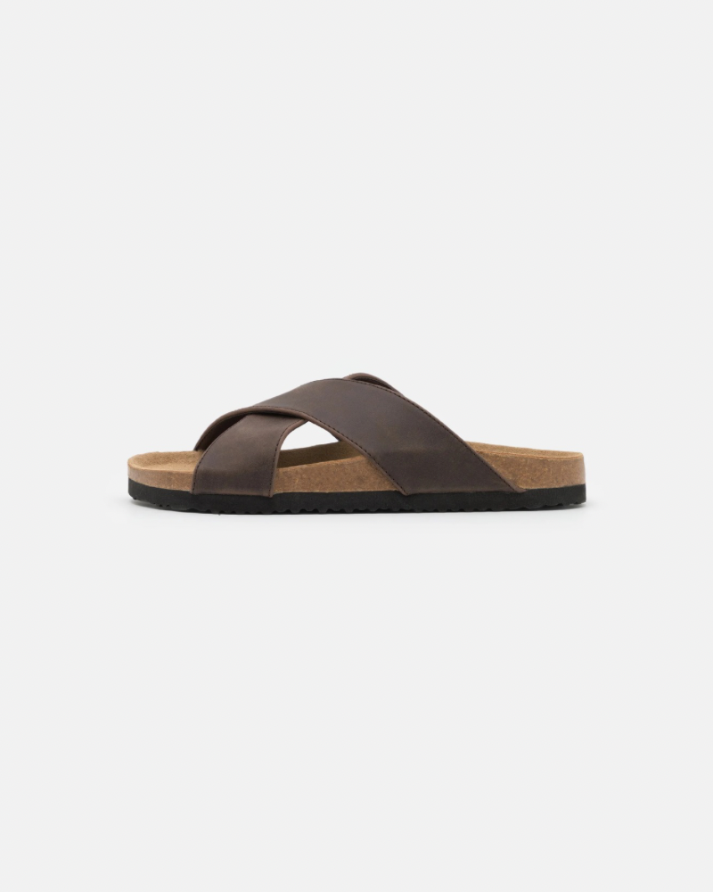 Crossover Suede Cork Sandals
