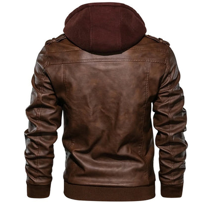 Leather Jacket with Hood
