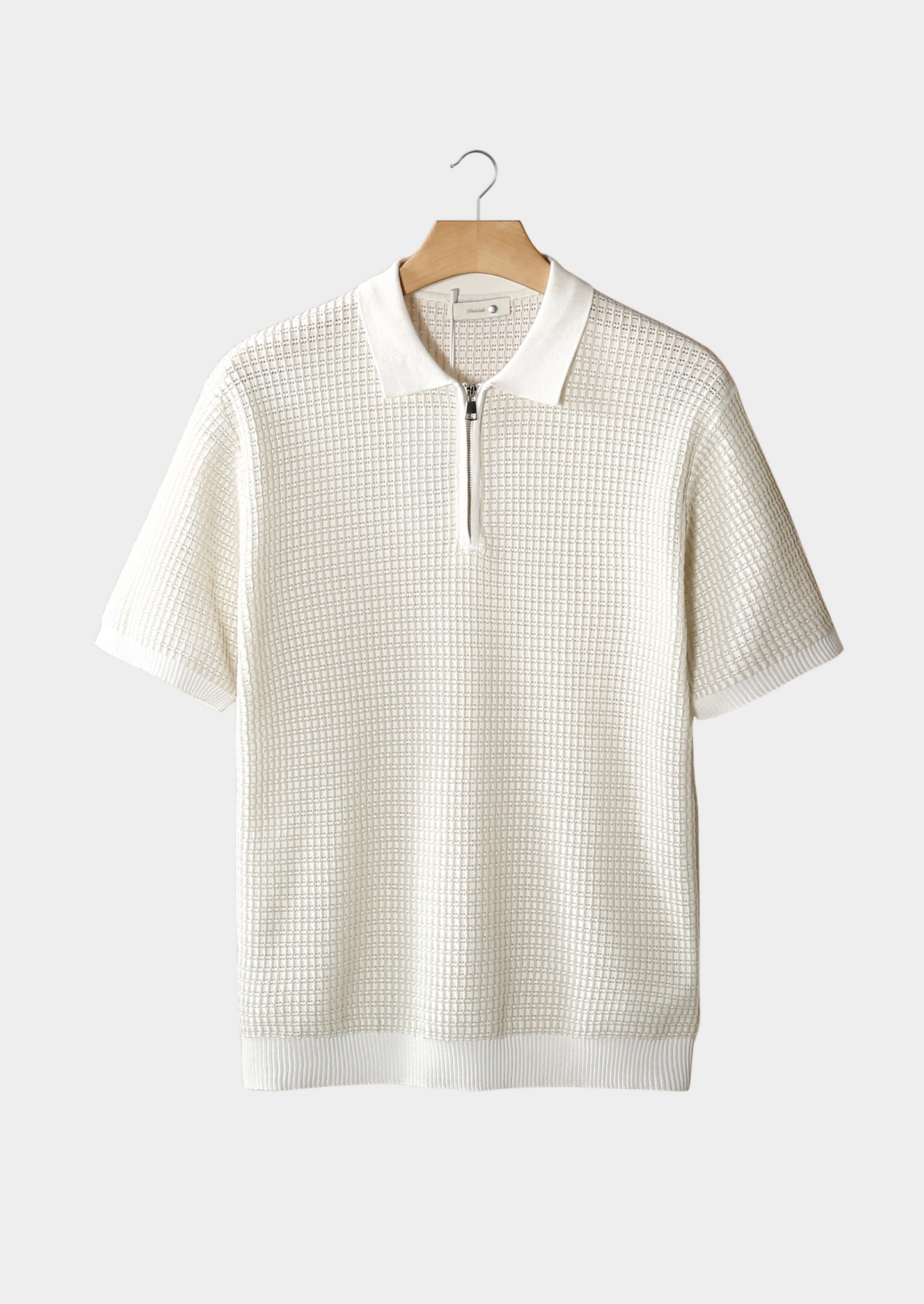 GEOMETRIC TEXTURED ZIPPER POLO